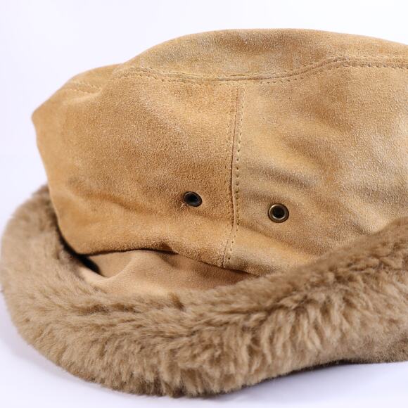 ERIC JAVITS 22" Shearling Sheepskin Bucket Hat Two Tone Genuine Leather Women's - Picture 4 of 4